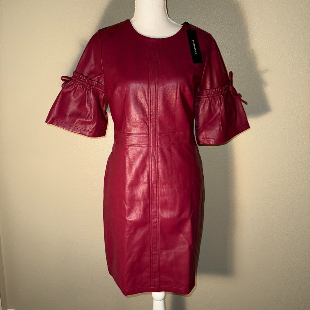 NWT, BCBG Faux Leather Wine Red Dress, Size 6